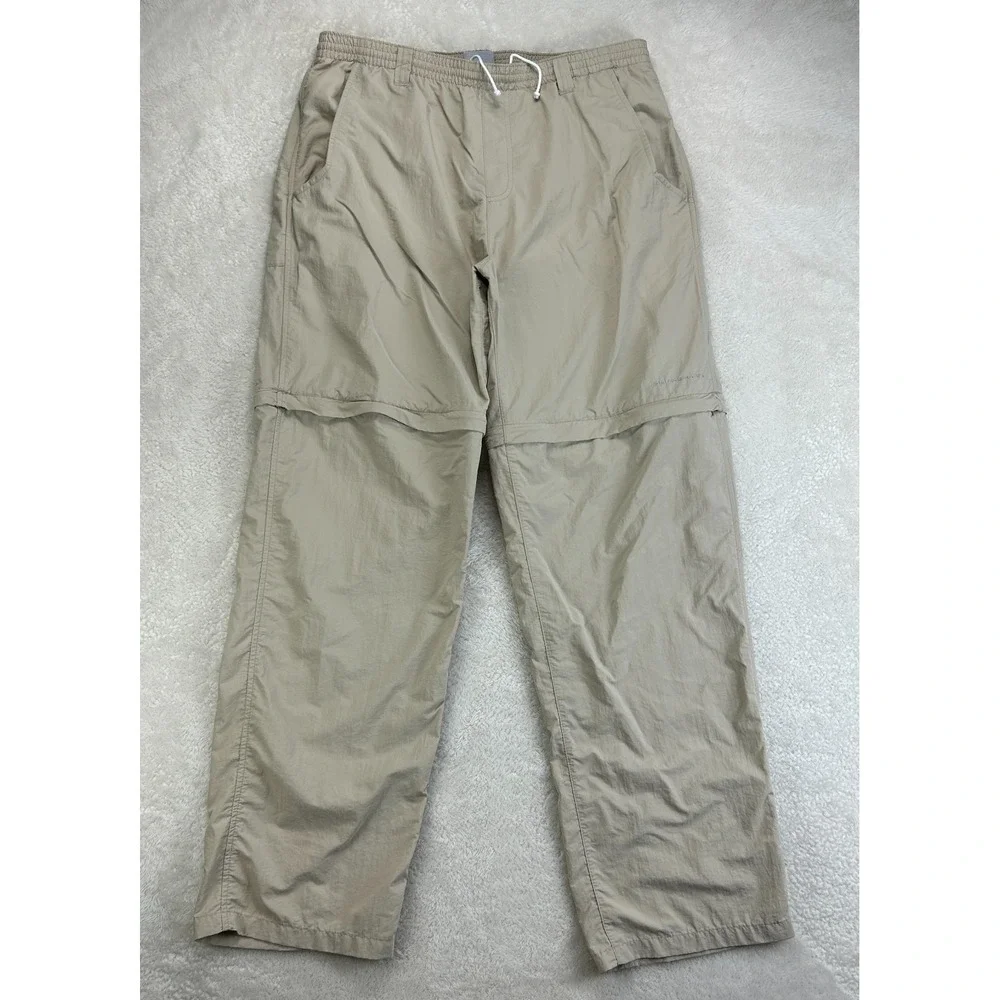 Columbia PFG Convertible Cargo Pants Mens L Beige Straight Flat Front Mid Rise